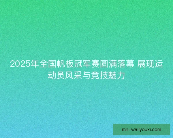 2025年全国帆板冠军赛圆满落幕 展现运动员风采与竞技魅力