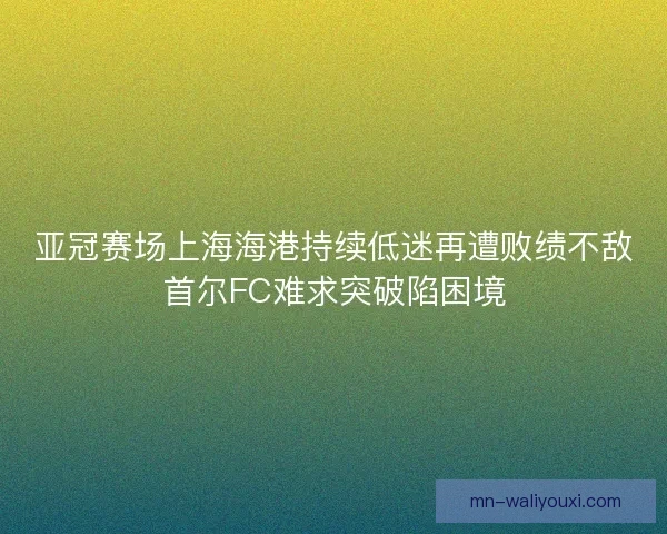 亚冠赛场上海海港持续低迷再遭败绩不敌首尔FC难求突破陷困境